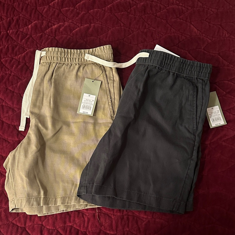 Goodfellow & Co Men's Flat Front Shorts - Tan and Blue